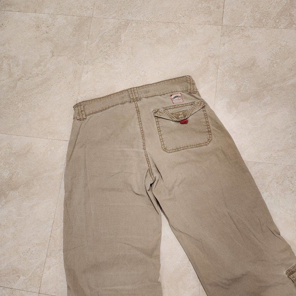 VTG Z Cavaricci Womens Size 5 Utility Cargo Pants Zip Pockets Beige Streetwear - Picture 16 of 16